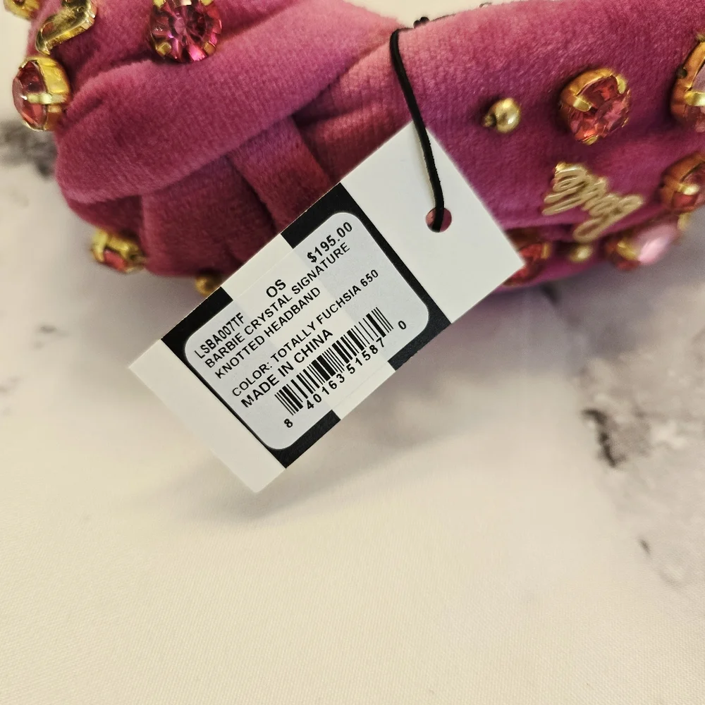 Lele Sadoughi X BARBIE™ PINK CRYSTAL  BUTTON KNOTTED HEADBAND Fuschia
